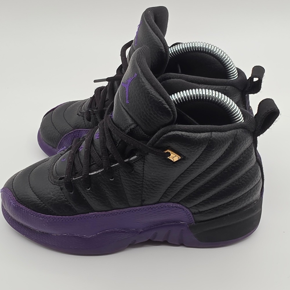 Nike Air Jordan 12 Retro Kids Size 2Y Black Purple Good Leather High Casual - Picture 5 of 9
